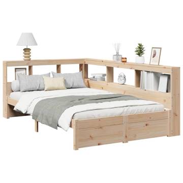 Solid Wood Pine Bookcase Bed 120x200 cm - No Mattress Included