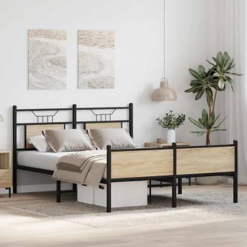 Sonoma Oak Bed Frame 140x190 cm - Stylish Storage Solution