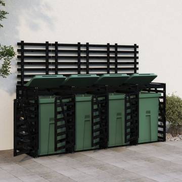 Quadruple Wheelie Bin Storage | Solid Pine Wood - Black