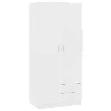 Stylish White Wardrobe 80x52x180 cm - Engineered Wood