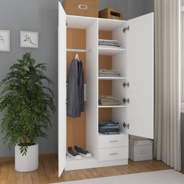 Stylish White Wardrobe 80x52x180 cm - Engineered Wood