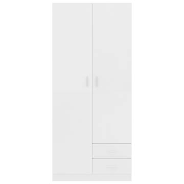 Stylish White Wardrobe 80x52x180 cm - Engineered Wood