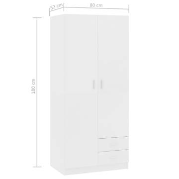 Stylish White Wardrobe 80x52x180 cm - Engineered Wood