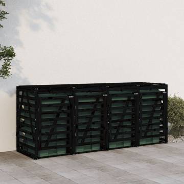 Quadruple Wheelie Bin Storage | Solid Pine Wood - Black