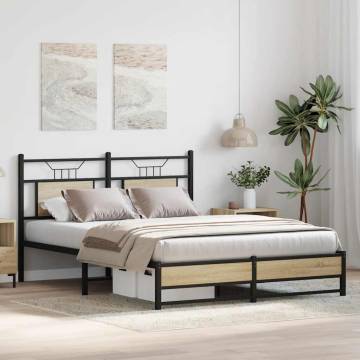 Sonoma Oak Bed Frame 140x190 cm | Durable & Stylish Sleep