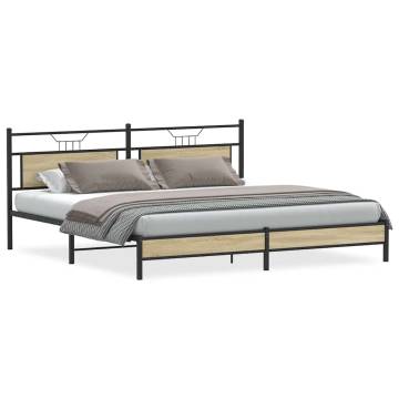 Metal Bed Frame Sonoma Oak 200x200 cm - Durable & Stylish