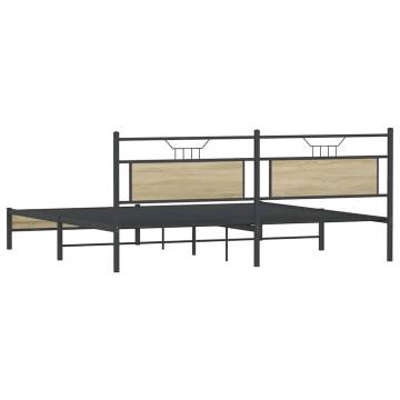 Metal Bed Frame Sonoma Oak 200x200 cm - Durable & Stylish