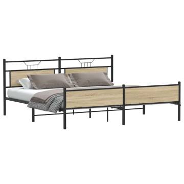 Metal Bed Frame in Sonoma Oak - 193x203 cm | HipoMarket