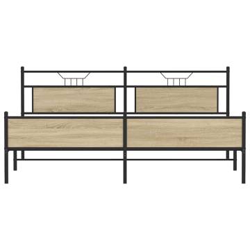 Metal Bed Frame in Sonoma Oak - 193x203 cm | HipoMarket