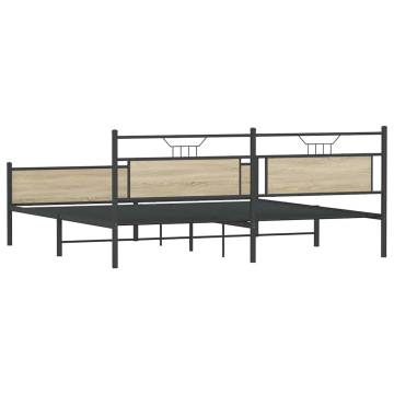 Metal Bed Frame in Sonoma Oak - 193x203 cm | HipoMarket