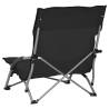 Comfortable Folding Beach Chairs (2 pcs) - Black Fabric