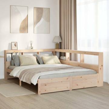 Bookcase Bed 140x190 cm - Solid Wood Pine | HipoMarket UK