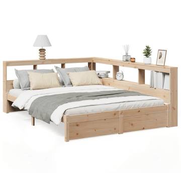 Bookcase Bed 140x190 cm - Solid Wood Pine | HipoMarket UK