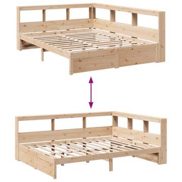 Bookcase Bed 140x190 cm - Solid Wood Pine | HipoMarket UK