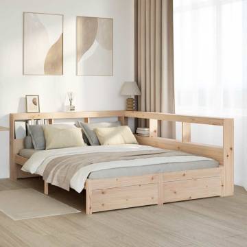 Bookcase Bed 135x190 cm - Solid Pinewood Frame | HipoMarket