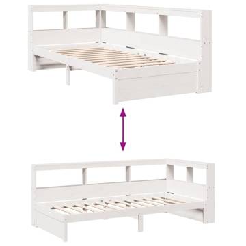 Bookcase Bed without Mattress - White 75x190 cm Solid Pine