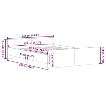 Old Wood Bed Frame 120x190cm | Durable Engineered Wood Design