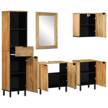 5 Piece Bathroom Furniture Set - Solid Wood Mango | HipoMarket