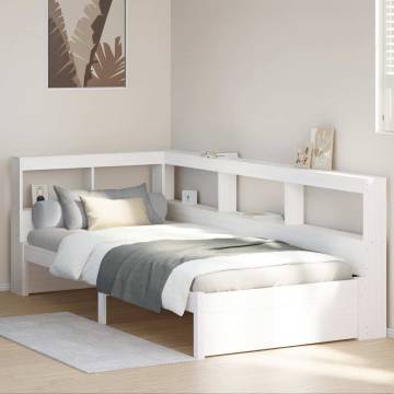 Bookcase Bed without Mattress - White Solid Wood Pine 100x200 cm