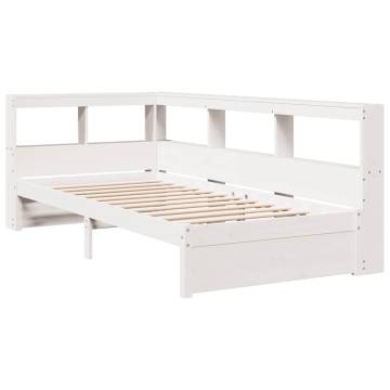 Bookcase Bed without Mattress - White Solid Wood Pine 100x200 cm