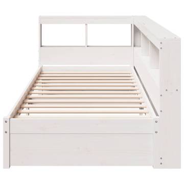 Bookcase Bed without Mattress - White Solid Wood Pine 100x200 cm