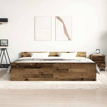 Old Wood Bed Frame 180x200cm - Durable Engineered Wood | Hipomarket