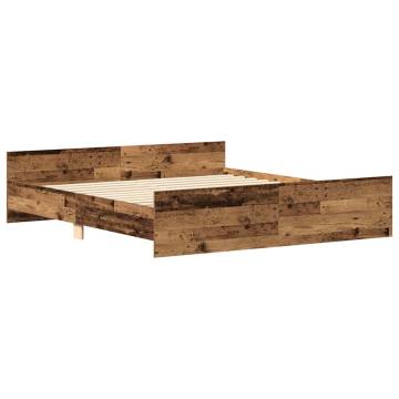 Old Wood Bed Frame 180x200cm - Durable Engineered Wood | Hipomarket