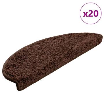 Stair Mats 20 pcs Brown 65x21x4 cm - Non-Slip & Washable