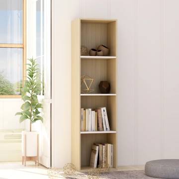 Stylish White and Sonoma Oak Book Cabinet - 40x30 cm