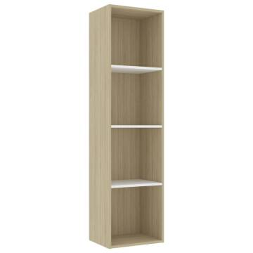 Stylish White and Sonoma Oak Book Cabinet - 40x30 cm