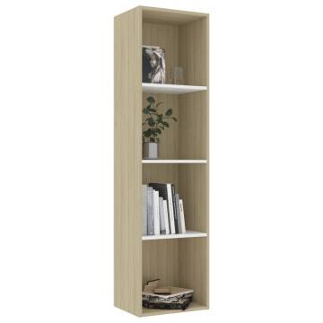 Stylish White and Sonoma Oak Book Cabinet - 40x30 cm