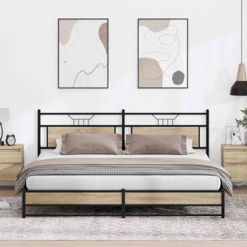 Sonoma Oak Metal Bed Frame - 193x203 cm | Hipomarket UK