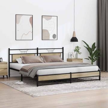 Sonoma Oak Metal Bed Frame - 193x203 cm | Hipomarket UK