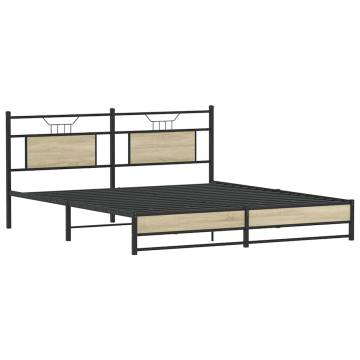 Sonoma Oak Metal Bed Frame 180x200 cm Super King - Hipomarket UK