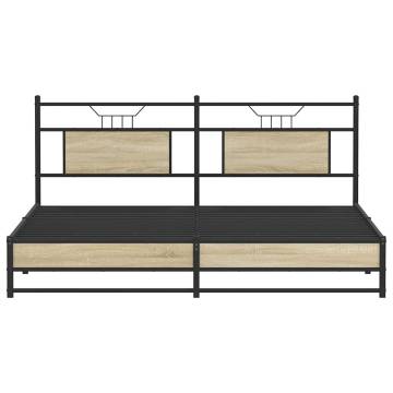 Sonoma Oak Metal Bed Frame 180x200 cm Super King - Hipomarket UK