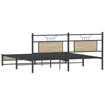 Sonoma Oak Metal Bed Frame 180x200 cm Super King - Hipomarket UK