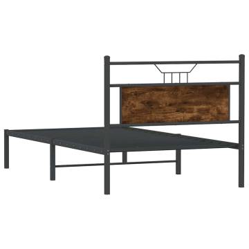 Smoked Oak Bed Frame - 107x203 cm Engineered Wood | Hipo Market