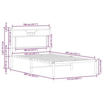 Smoked Oak Bed Frame - 107x203 cm Engineered Wood | Hipo Market