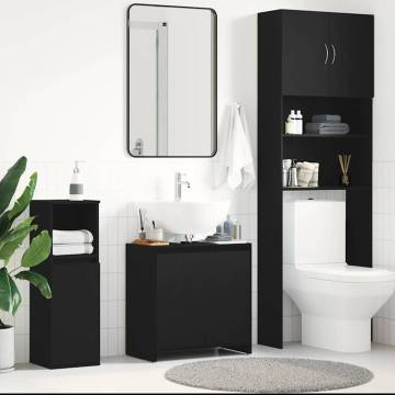 Bathroom Cabinet Black Oak 60x33x61 cm | Hipomarket UK