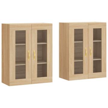 Elegant Sonoma Oak Wall Mounted Cabinets - 2 pcs Set