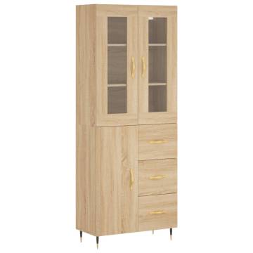 Elegant Highboard in Sonoma Oak - Stylish Storage Solution