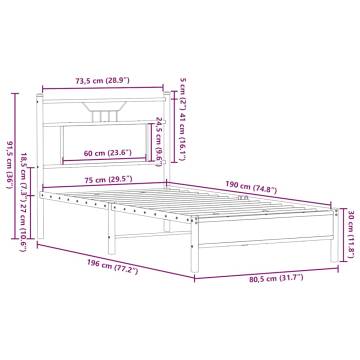 Brown Oak Bed Frame 75x190 cm - Small Single | HipoMarket