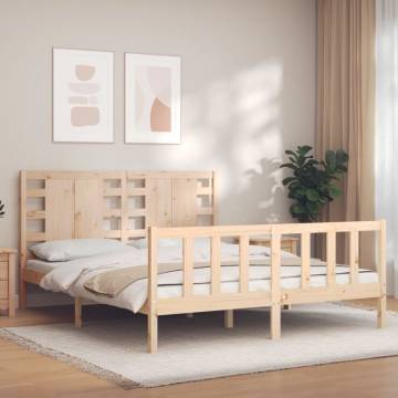 King Size Solid Wood Bed Frame with Headboard | HipoMarket