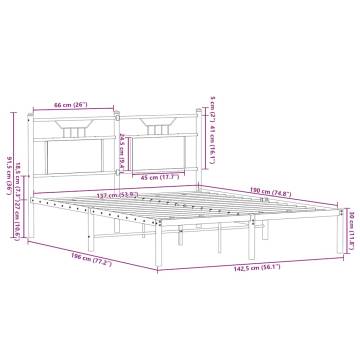 Bed Frame without Mattress in Smoked Oak - 137x190 cm