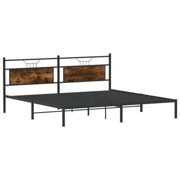 Smoked Oak Bed Frame 193x203 cm - No Mattress Included