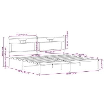 Smoked Oak Bed Frame 193x203 cm - No Mattress Included