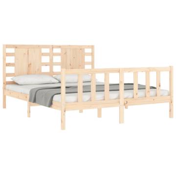 King Size Solid Wood Bed Frame with Headboard | HipoMarket