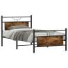 Smoked Oak Bed Frame 100x200 cm - Engineered Wood - HipoMarket