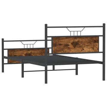 Smoked Oak Bed Frame 100x200 cm - Engineered Wood - HipoMarket