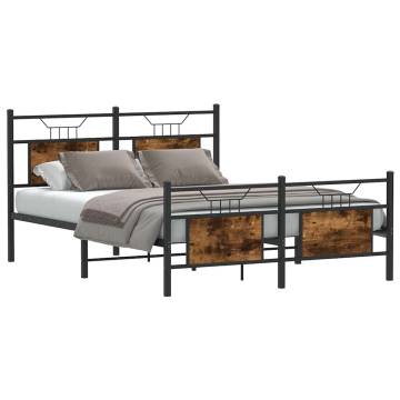 Smoked Oak Bed Frame 140x190 cm - Stylish & Durable Design